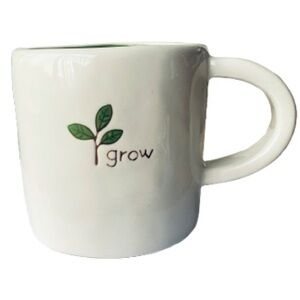 Starbucks 10 oz Hand Painted 2008 White & Green Leaf Grow Coffee Mug NWOT